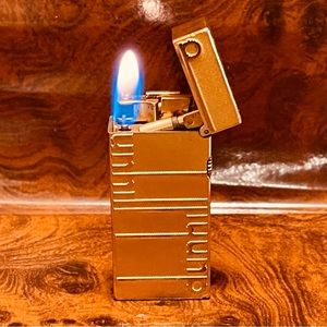 Dunhill rollagas vintage lighter-short version gold great  working cond w/box-